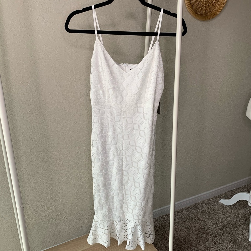 Lulus White Lace Ruffled Bodycon Dress - Picture 6 of 6